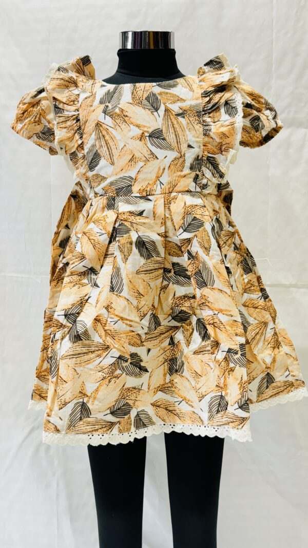 Okaidi Orange leaf  printed frock