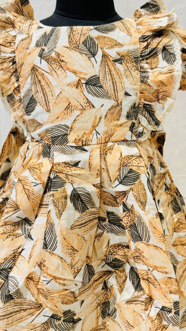 Okaidi Orange leaf  printed frock - Image 2