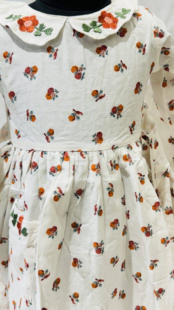 OKAIDI White frock apple print with pocket - Image 2