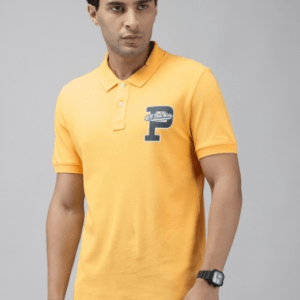 U.S. Polo Assn. Denim Co. Men Typography Polo Neck Pure Cotton Yellow T-Shirt