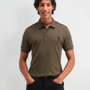 U.S. Polo Assn. Denim Co. Green Cotton Slim Fit Polo T-Shirt