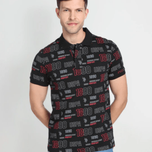Typographic Print Cotton Polo Shirt