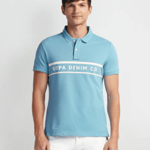 Brand Print Pique Polo Shirt