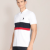 Men Colorblock Polo Neck Pure Cotton White T-Shirt