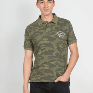 Camouflage Print Polo Shirt