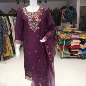 wine colour party wear3pic set