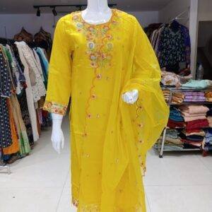 yellow colour  party wear 3pset