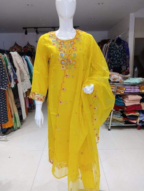 yellow colour  party wear 3pset