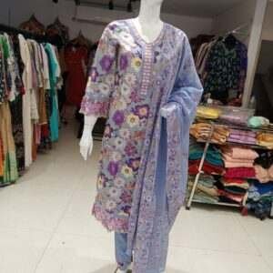 lavender with blue printed 3pic set