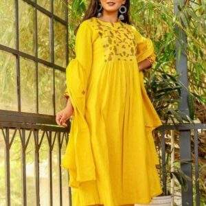yellow cotton flex 3pcs suit