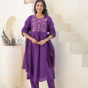purple Mul Cotton 3pcs suit