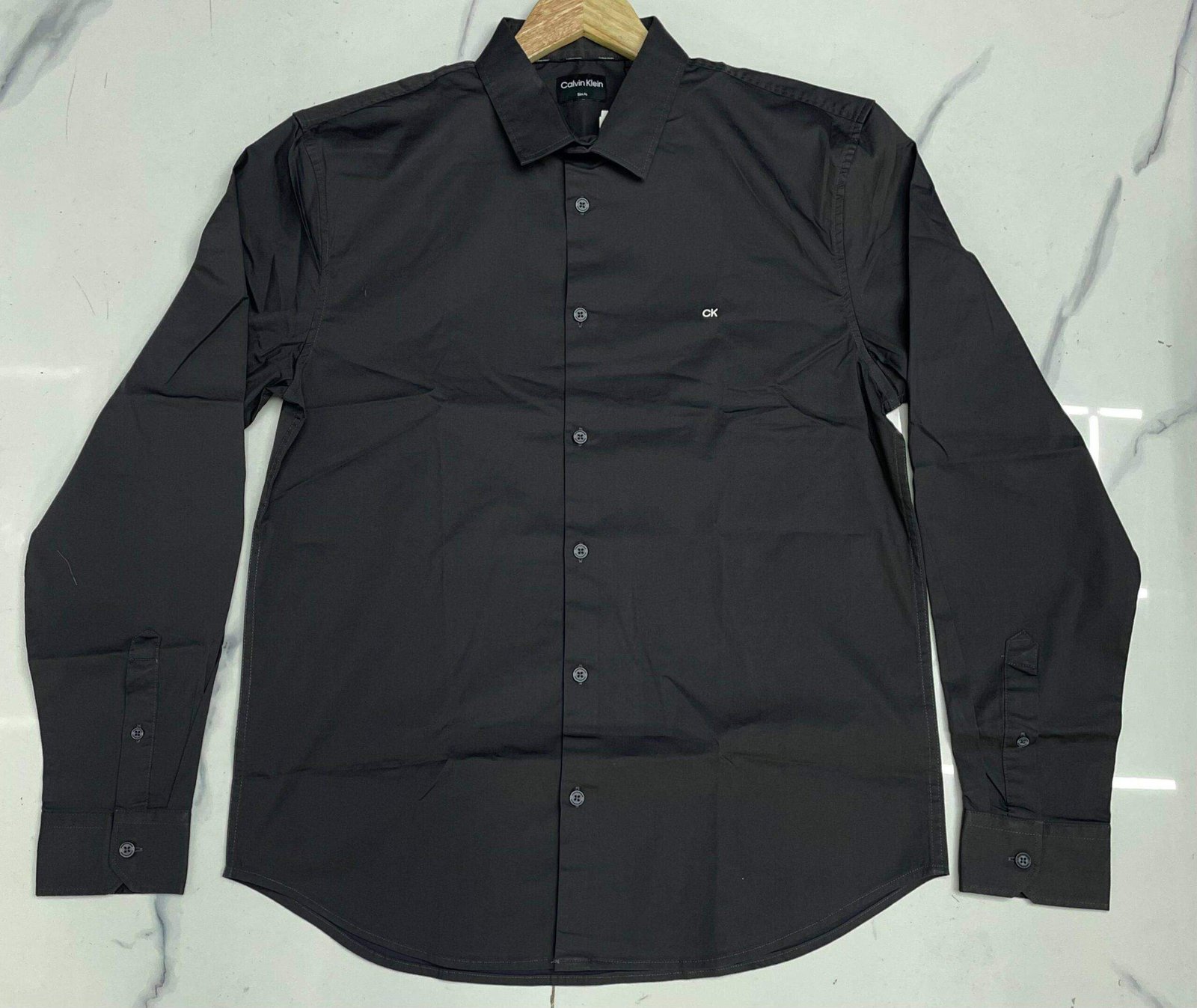 CALVIN KLEIN Calvin Klein Jeans Grey Cotton Slim Fit Shirt - Image 2