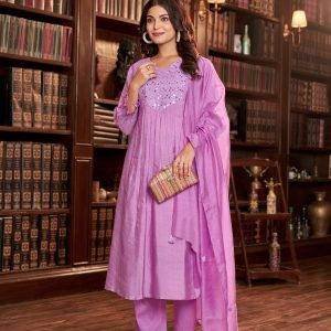 Beautiful mul Chanderi 3 piece dress