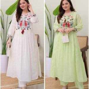 Embroidered A-Line Kurta Pant Sets