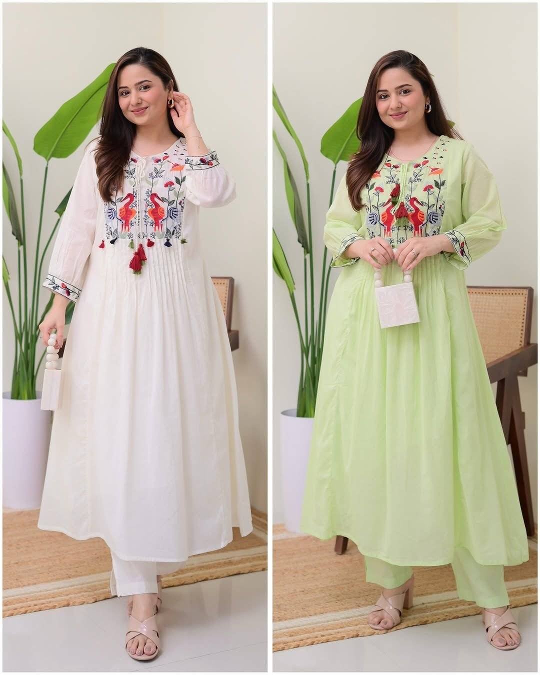 Embroidered A-Line Kurta Pant Sets