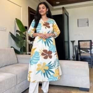 Blue floral printed co-order-Set