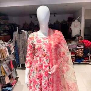 Pink Floral Anarkali Suit