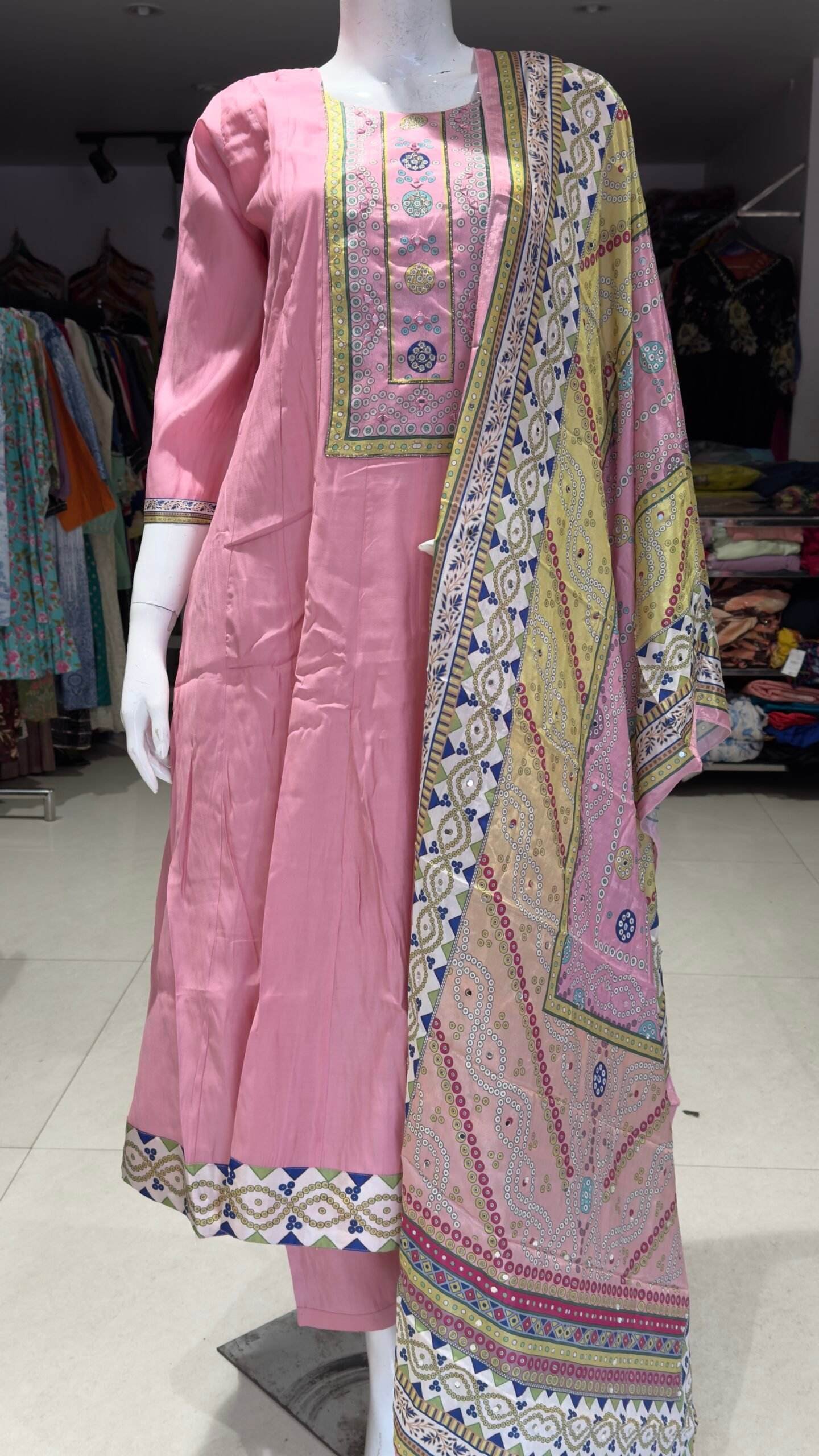 PINK ROMAN SILK PARTYWEAR SUIT - Image 2