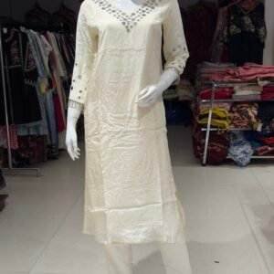 Cream colour Crape Kurta Suit