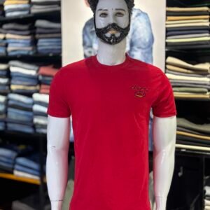 red crew-neck t-shirt Lacoste