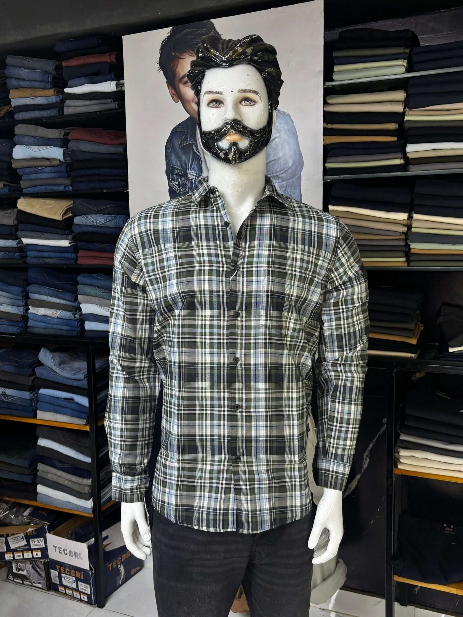 GREEN AND BLUE CHECKED SHIRT