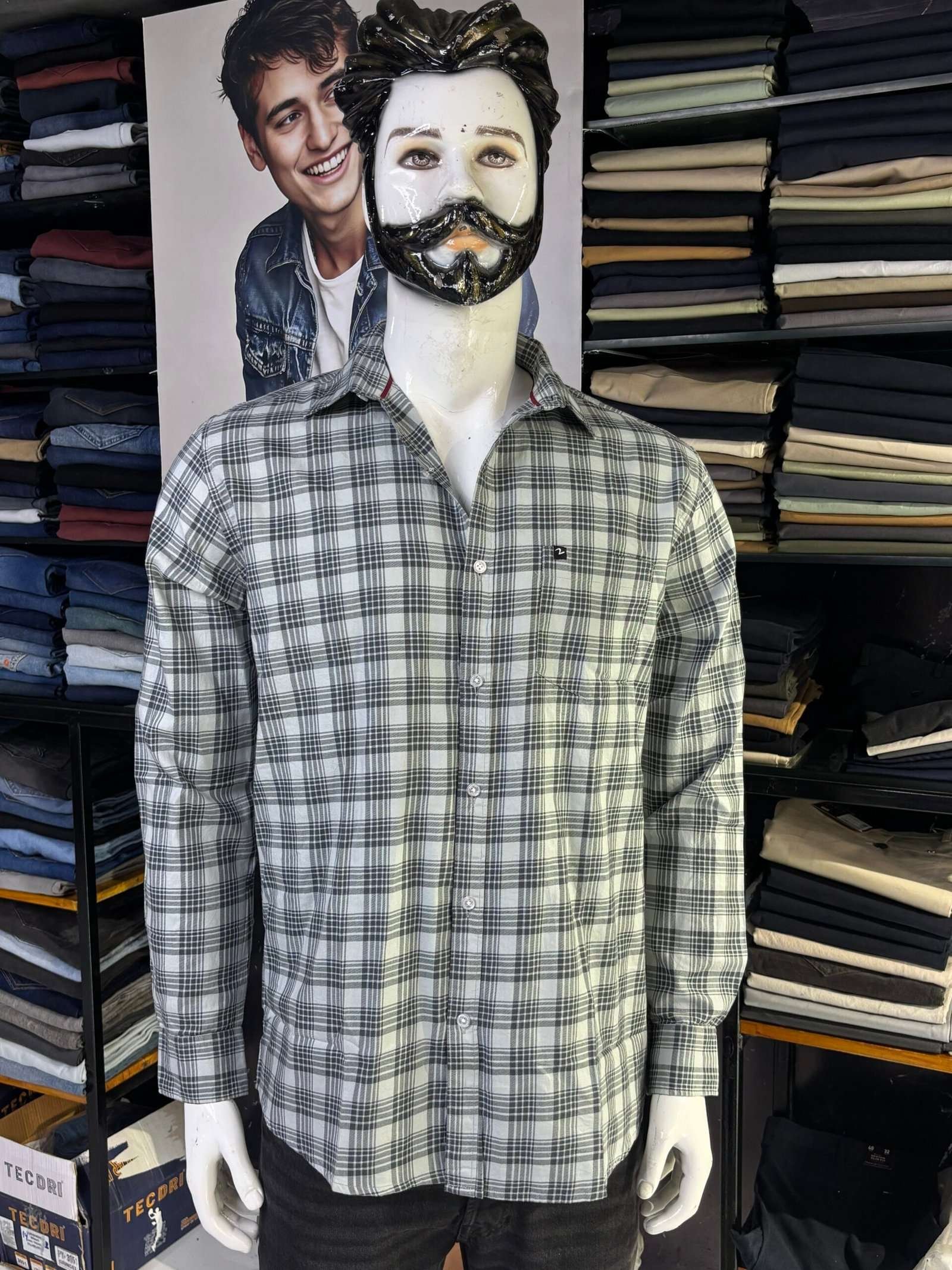 GREY AND BLACK CHECKED SHIRT - Image 3