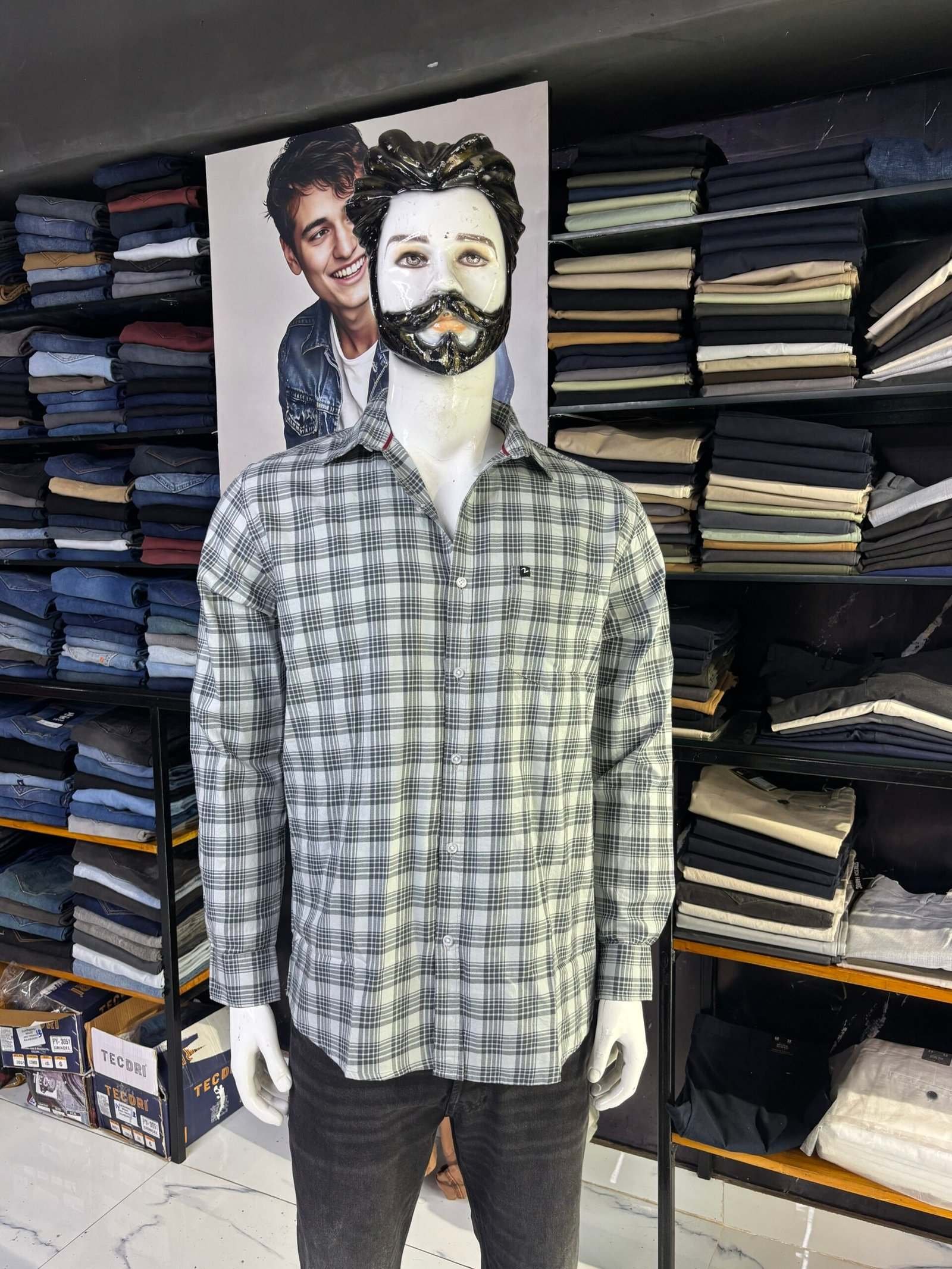 GREY AND BLACK CHECKED SHIRT