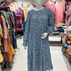 BLUE FLORAL LONG SLEEVE DRESS