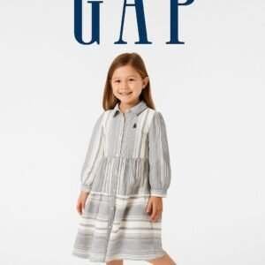 KIDS FROCK GREY AND WHITE