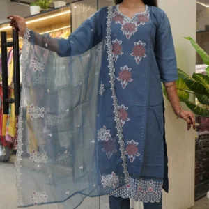  blue embroidered kurta set