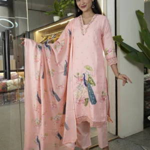 peach ethnic wear suit set 