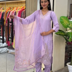 lavender embroidered suit set 