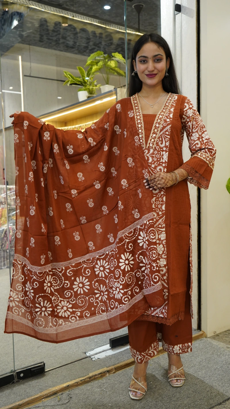 coffee brown cotton salwar suit