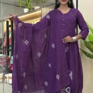  purple embroidered kurta set