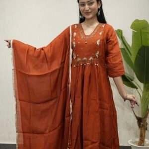 rust orange Anarkali kurta set