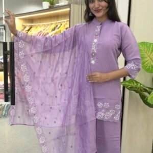  purple embroidered kurta set