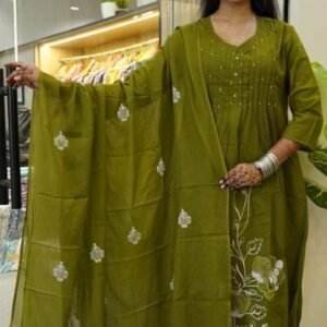 olive green Indian kurta set