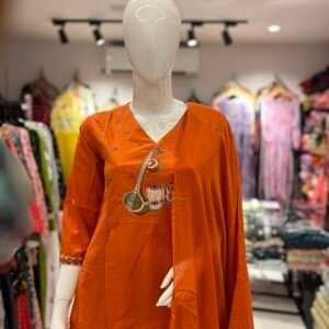 ORANGE THREE-PIECE INDIAN ENTIC