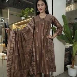 brown striped cotton kurti