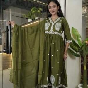 olive green Indian kurta set 
