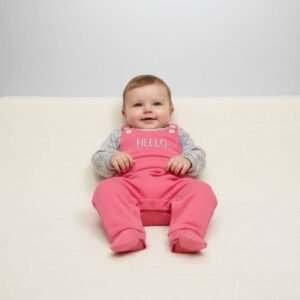 Baby go pink baby dungaree set