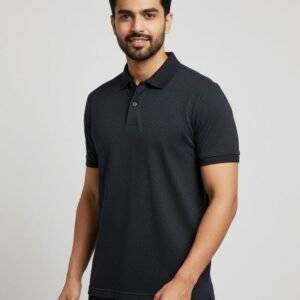 Dkny dark blue textured polo shirt