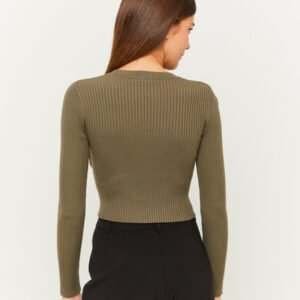 green long-sleeve ribbed crop top