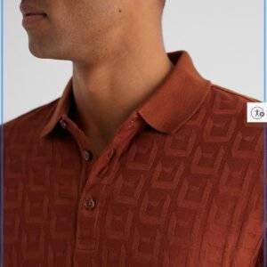 Express rust-brown textured polo shirt