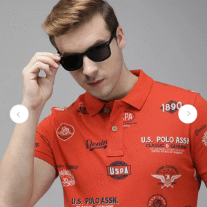 U.S. Polo Assn. red all-over print polo shirt