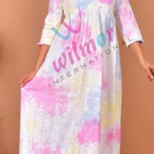 Tie-dye A-line dress with schiffli detailing frock