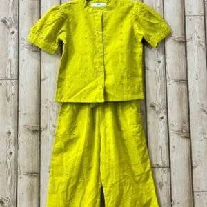 M&S neon lime green eyelet or schiffli co-ord set