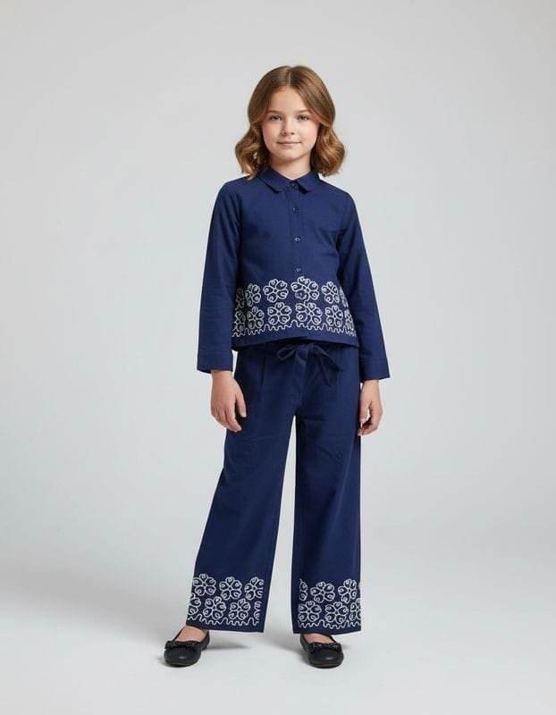 GAP navy blue embroidered co-ord set