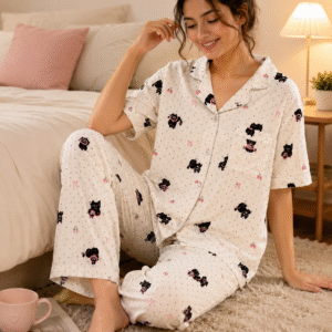 Korean Style Cotton Night Suit for Women