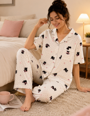 Korean Style Cotton Night Suit for Women